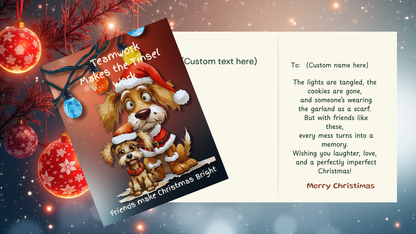 Whimsical Dog Christmas Cards | Funny Holiday Set 7 | 5x7 Vertical Templates | Printable Digital Card Designs