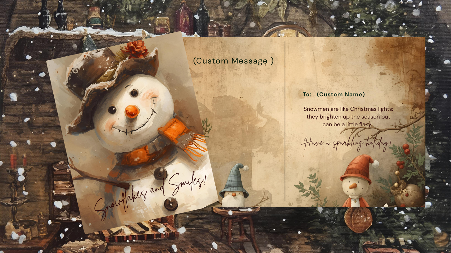 Get Ready for a Rustic Snowman Christmas! Digital Christmas Cards