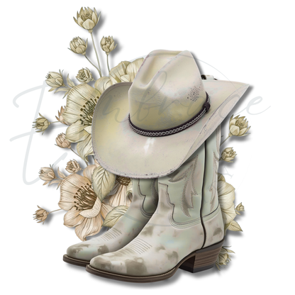 Rustic Cowboy Boots & Hat - DTF Template