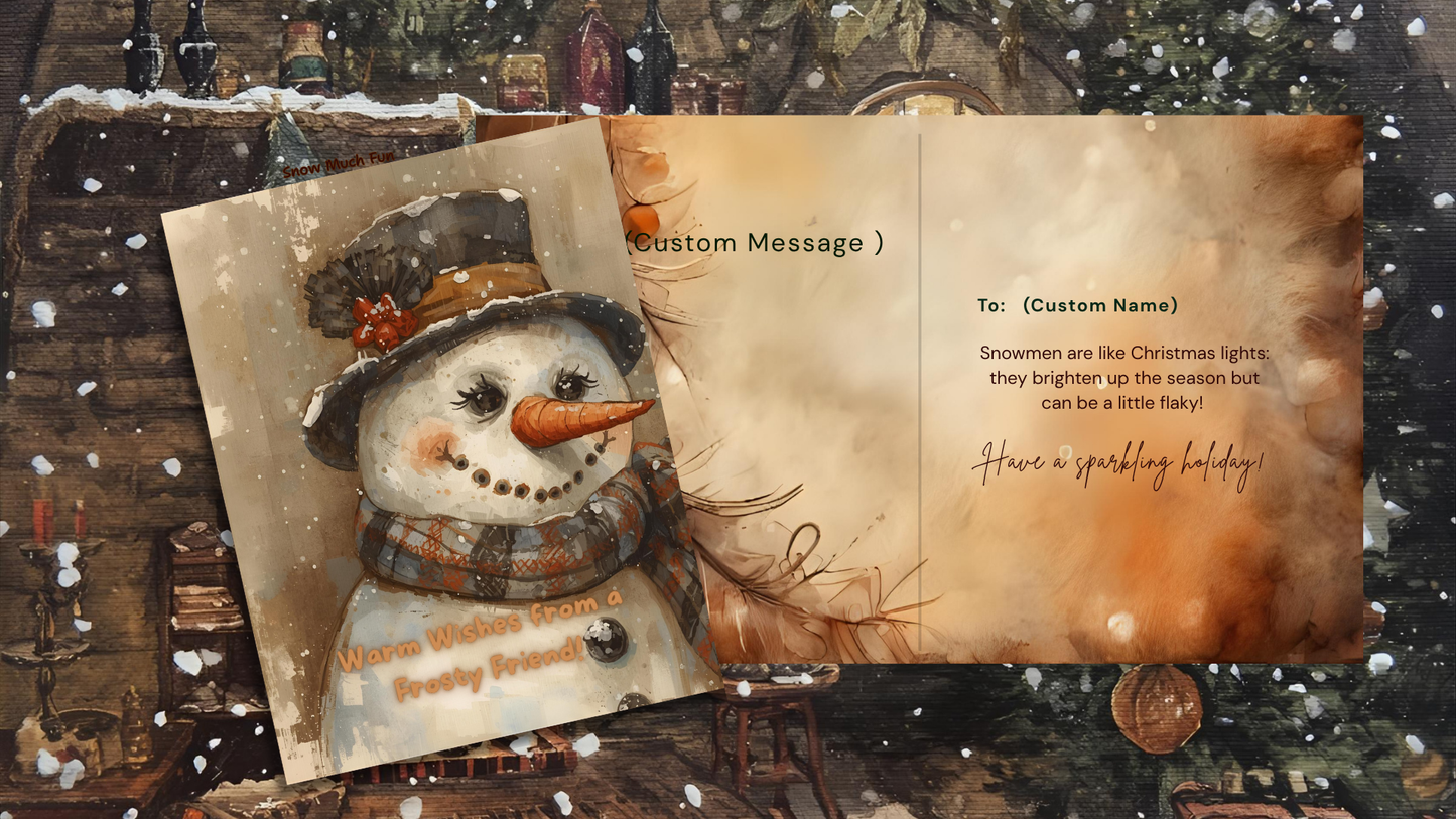 Get Ready for a Rustic Snowman Christmas! Digital Christmas Cards