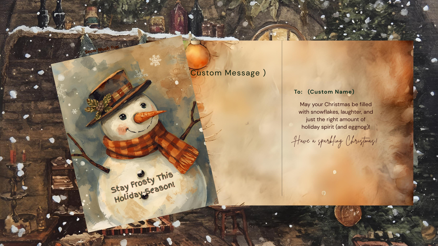 Get Ready for a Rustic Snowman Christmas! Digital Christmas Cards