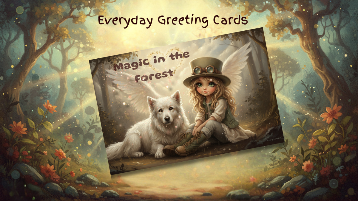 Digital Whymsical - Vagbon girl - Greeting Cards - Personnel use