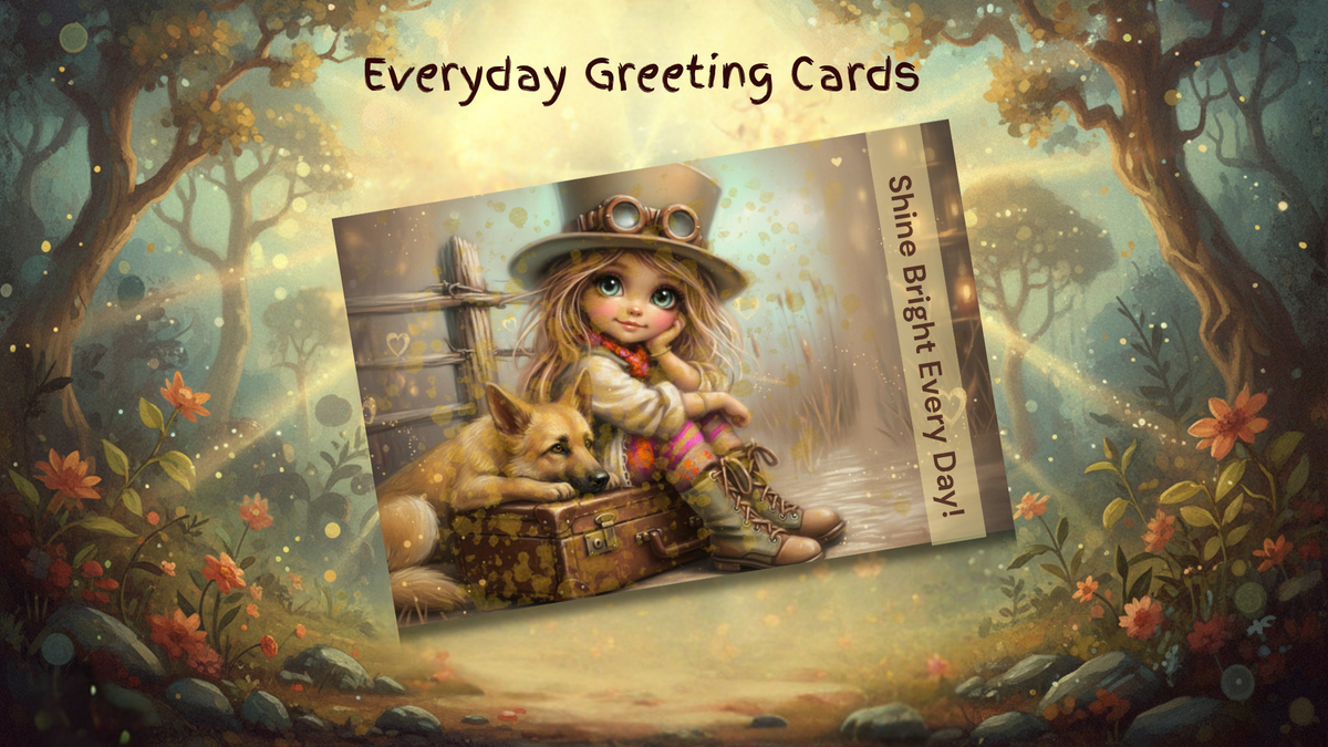 Digital Whymsical - Vagbon girl - Greeting Cards - Personnel use