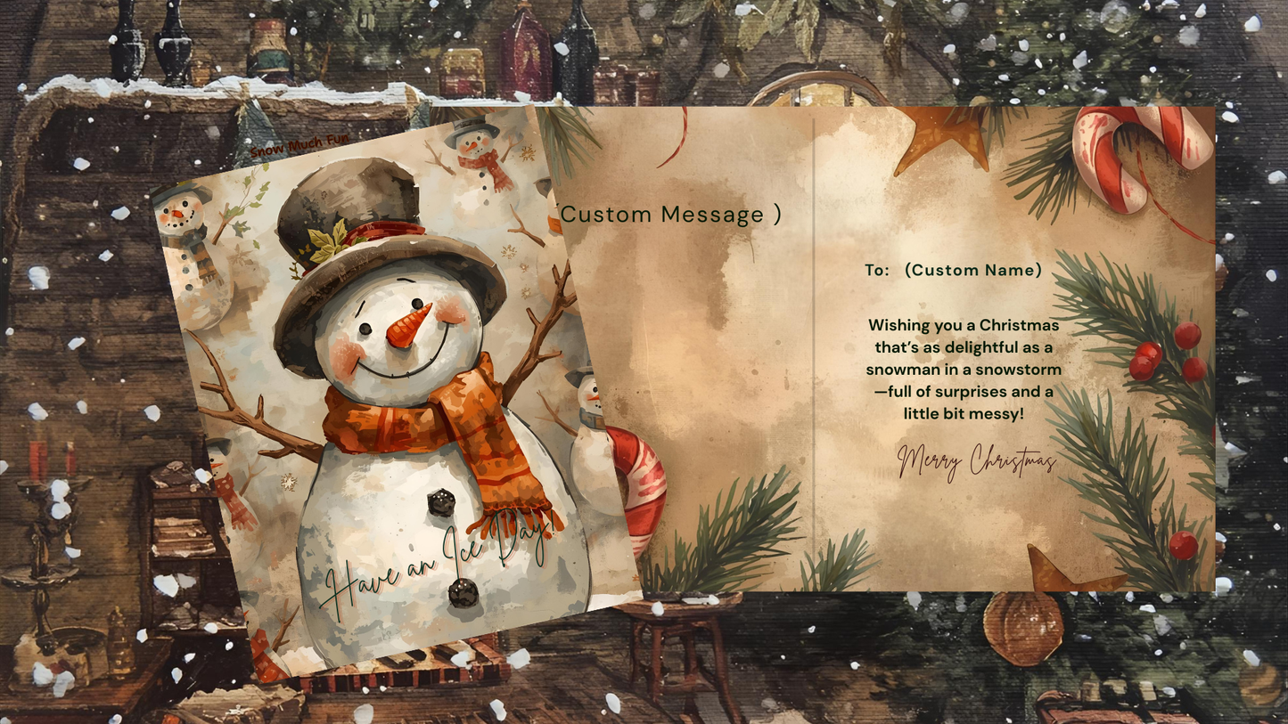 Get Ready for a Rustic Snowman Christmas! Digital Christmas Cards