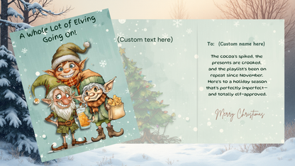 Customizable Whimsical Christmas Card Set of 12 | Rustic Holiday Cards | Digital Download