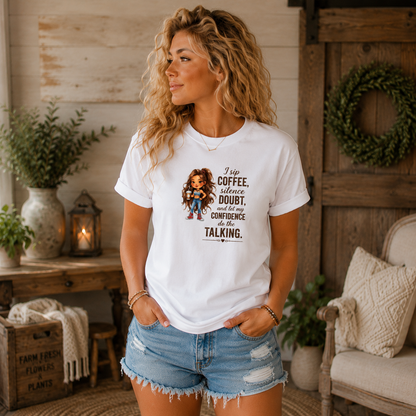 Coffee Lover T-Shirt | I Sip Coffee & Silence Doubt
