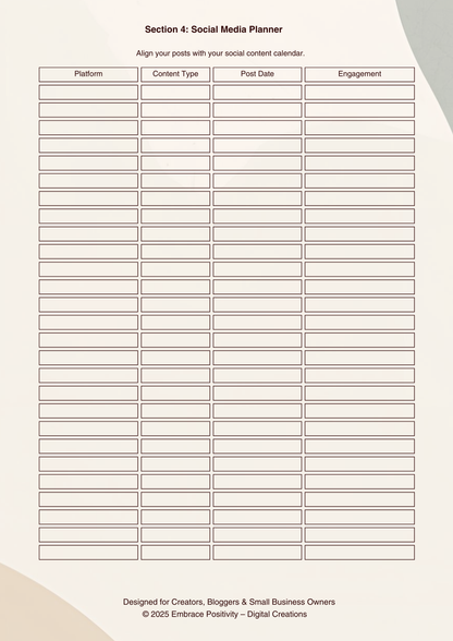 14 Page Blog and Social Media Planner PLR Canva Template, Fully Customizable & Resellable