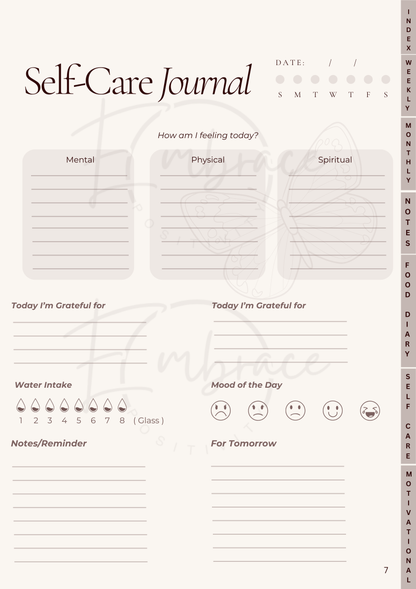 Thrive and Shine Digital Planner. Downloadable, Weekly, Monthly, Daily Planning and Self Care Journal, Food Diary, Wellness & Motivation PDF.