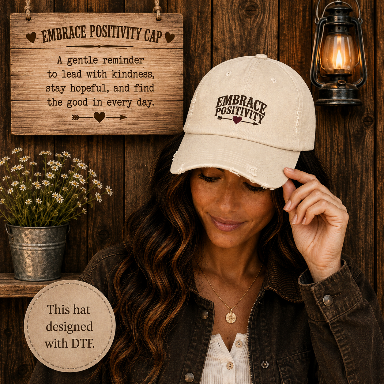 Embrace Positivity Distressed Baseball Cap