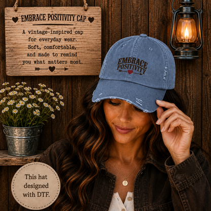 Embrace Positivity Distressed Baseball Cap