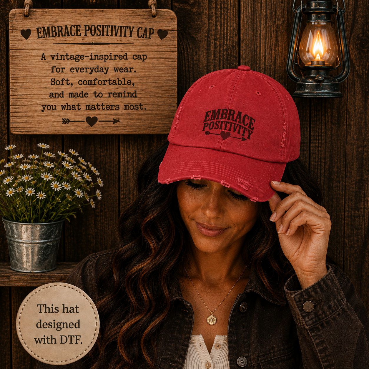 Embrace Positivity Distressed Baseball Cap
