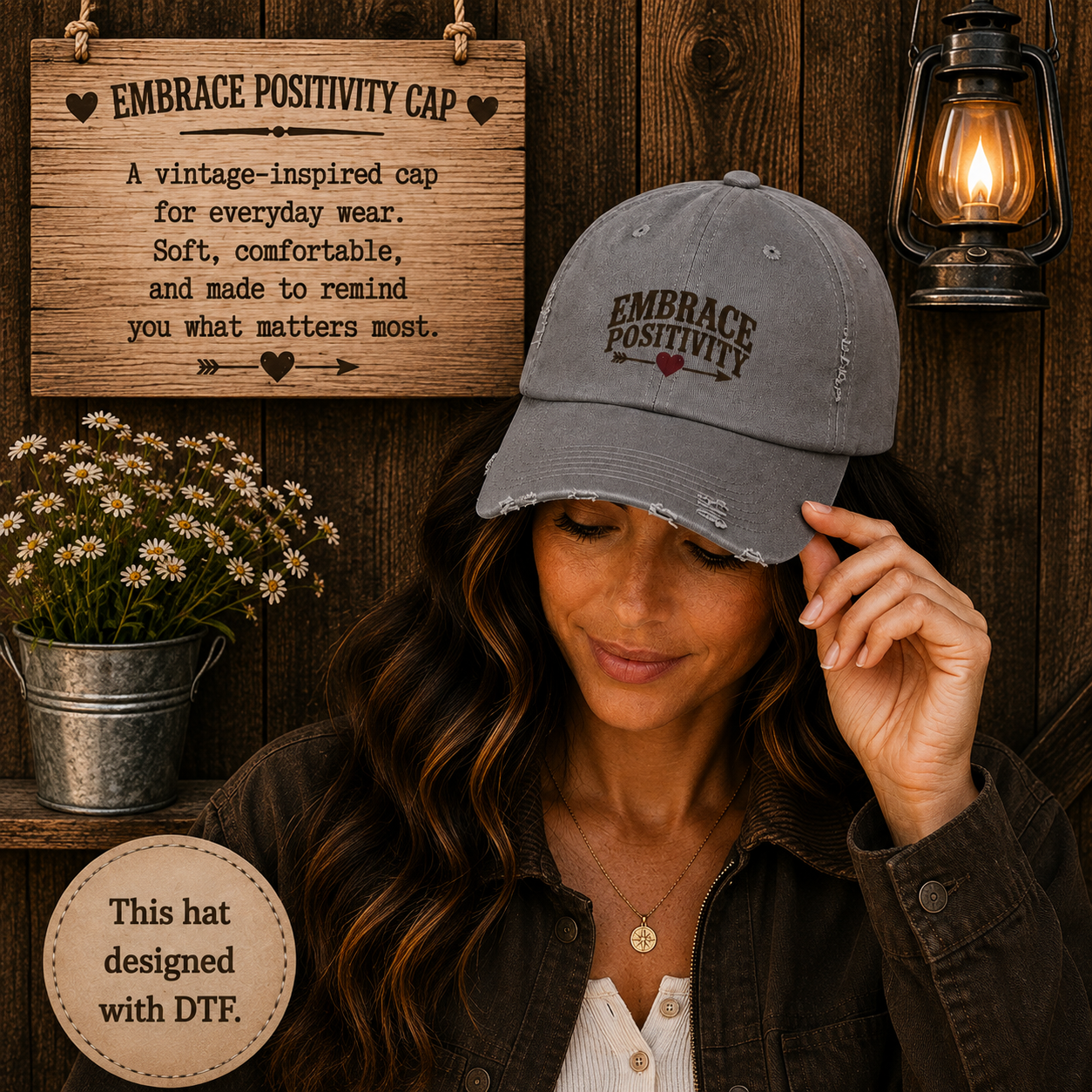 Embrace Positivity Distressed Baseball Cap