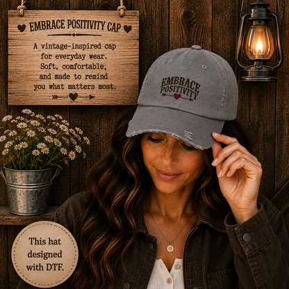 Embrace Positivity Distressed Baseball Cap