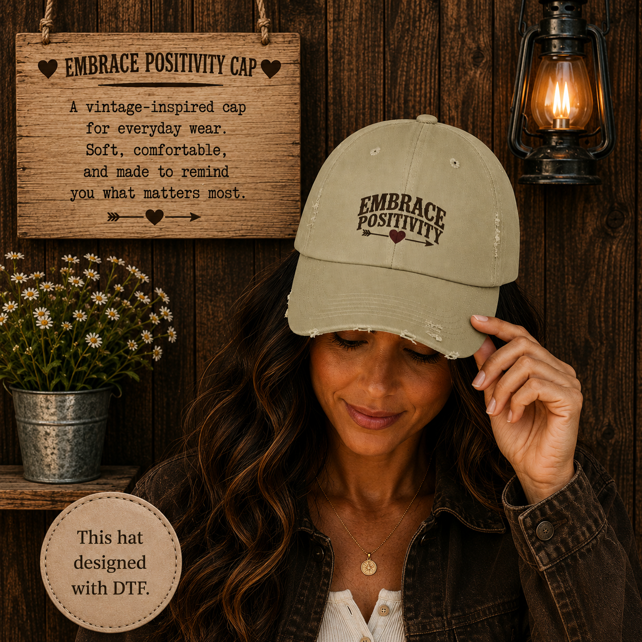 Embrace Positivity Distressed Baseball Cap