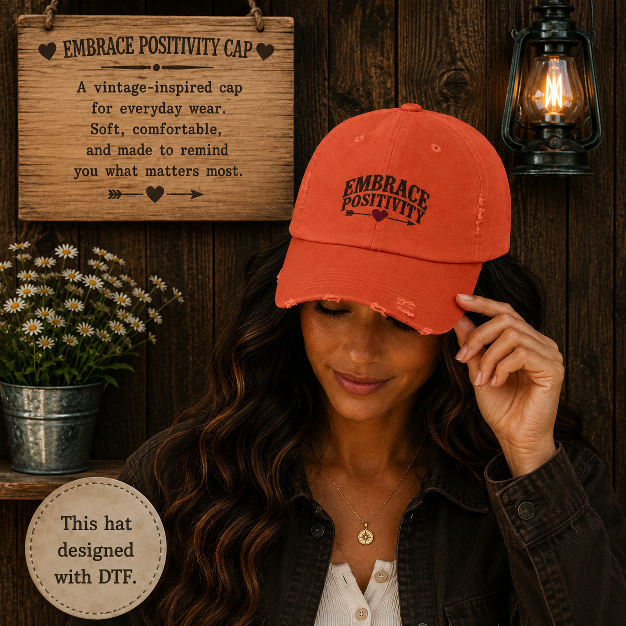 Embrace Positivity Distressed Baseball Cap