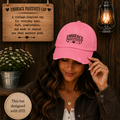 Embrace Positivity Distressed Baseball Cap