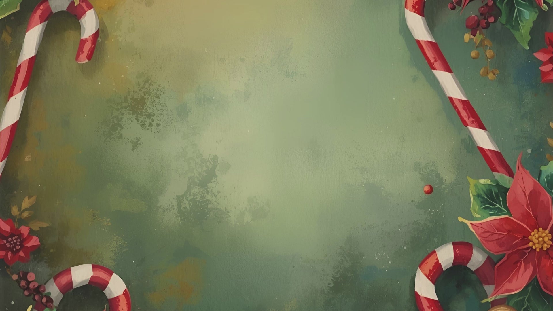 Whimsicle Elf Christmas Card Bundle - Digital Download featuring a festive green background with red and white candy canes and poinsettias. Ideal for printable holiday greeting cards and DIY Christmas stationery.