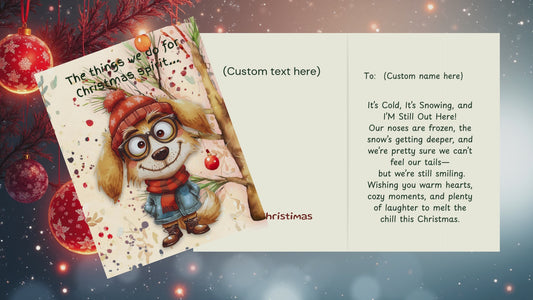 Whimsical Dog Christmas Cards | Funny Holiday Set 7 | 5x7 Vertical Templates | Printable Digital Card Designs